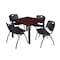 Kee Kee Square Table & Chair Set, 36 W, 36 L, 29 H, Wood, Metal, Plastic Top TB3636MHBPBK47BK - alternate 1
